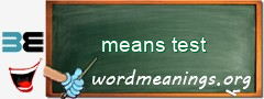 WordMeaning blackboard for means test